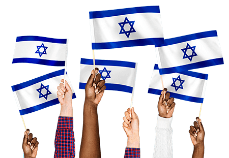 ידיים מחזיקות דגלים